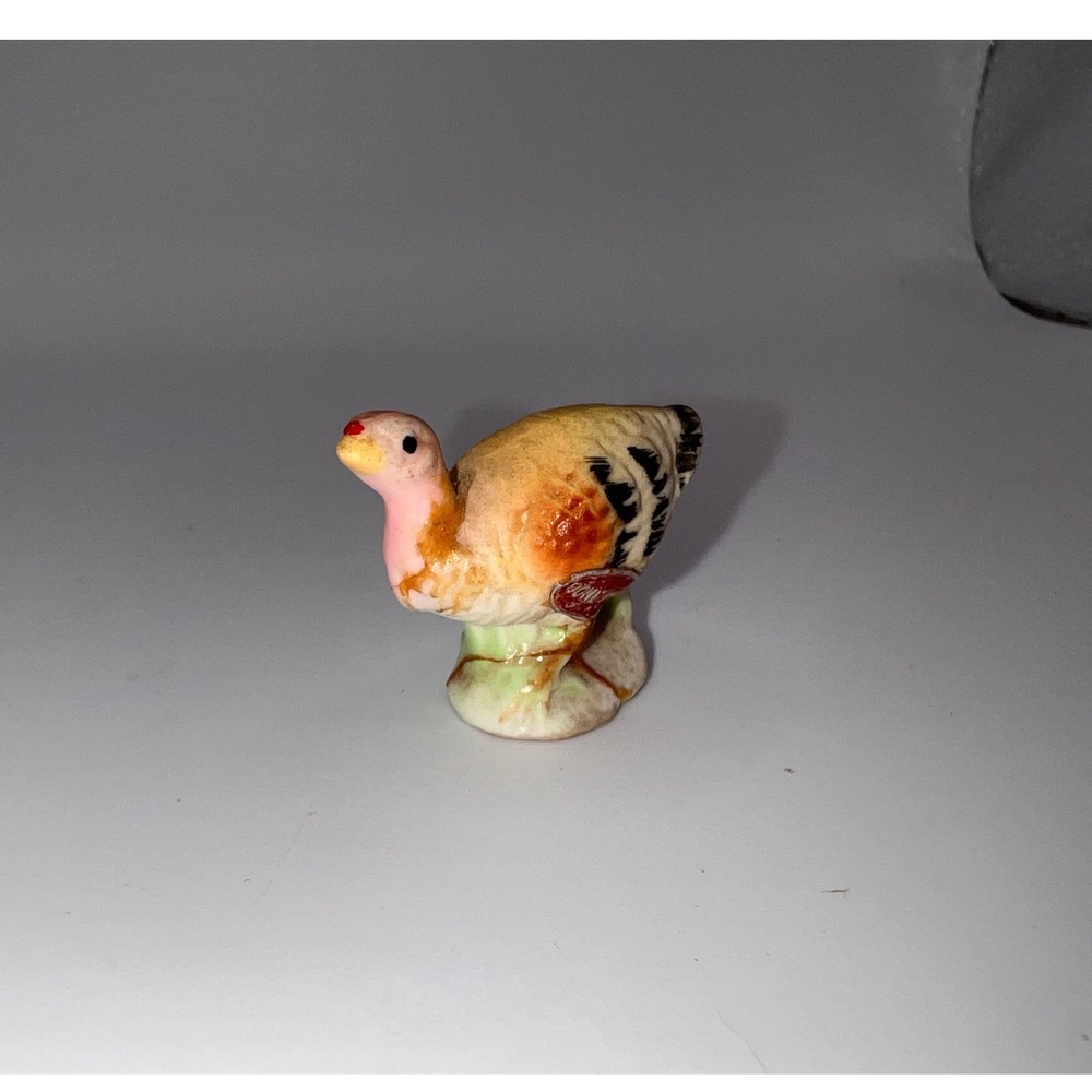 Vintage Miniature Bone China Japan Baby Turkey Figurine Trinket Shelf Repaired